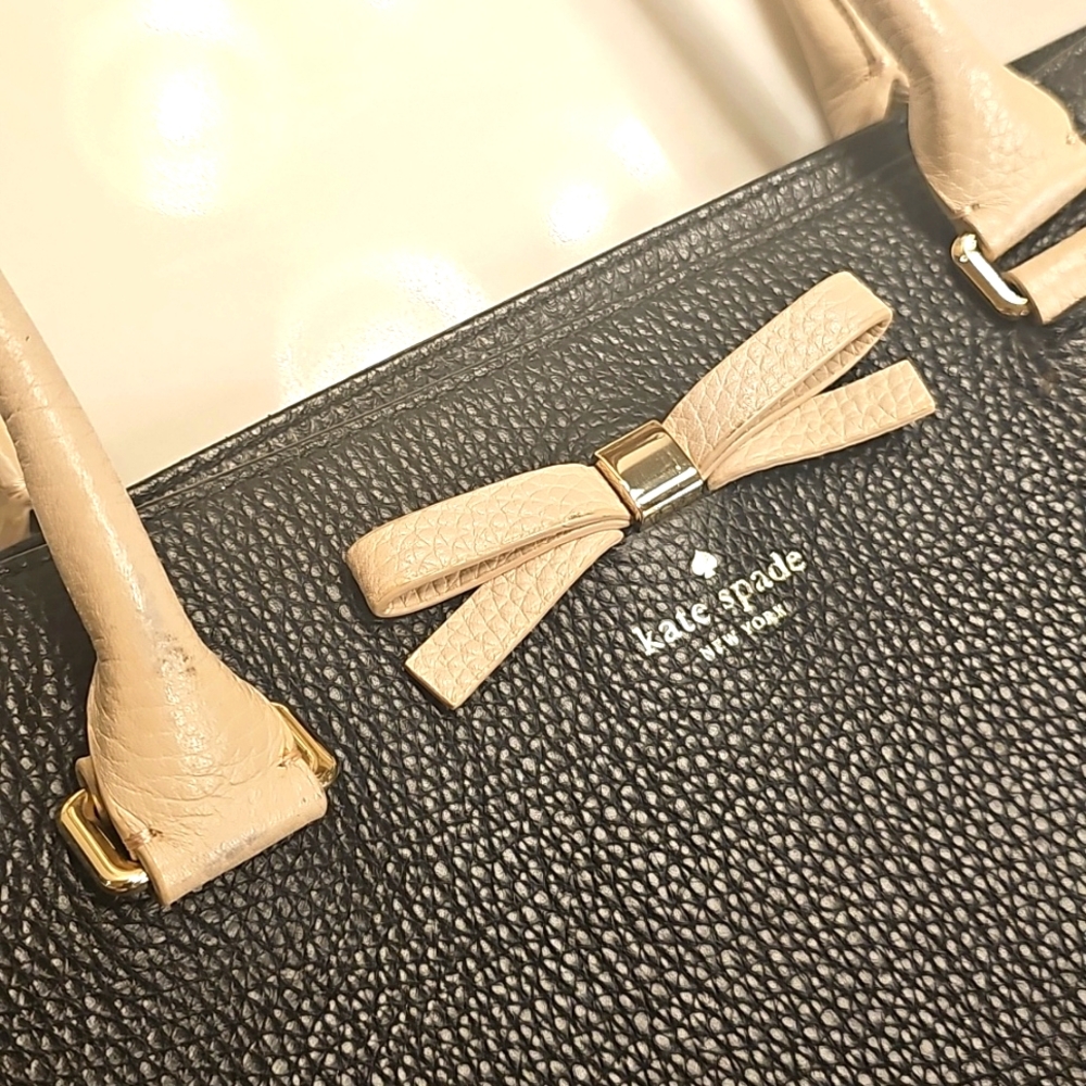 Kate Spade Black Tote With Bow Henderson Bow Satchel Classy Style Preppy - Picture 5 of 5